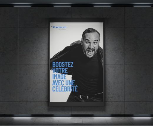 Affiche fictive de contrat d'endossement publicitaire avec François Xavier Demaison